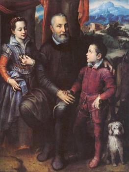 Sofonisba Anguissola : Family portrait, Minerva, Amilcare and Asdrubale Anguissola